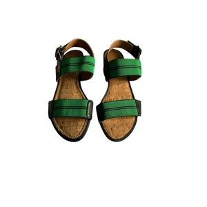 Bimba & Lola Green Strap Women's Sandals with Cork-Style Footbed